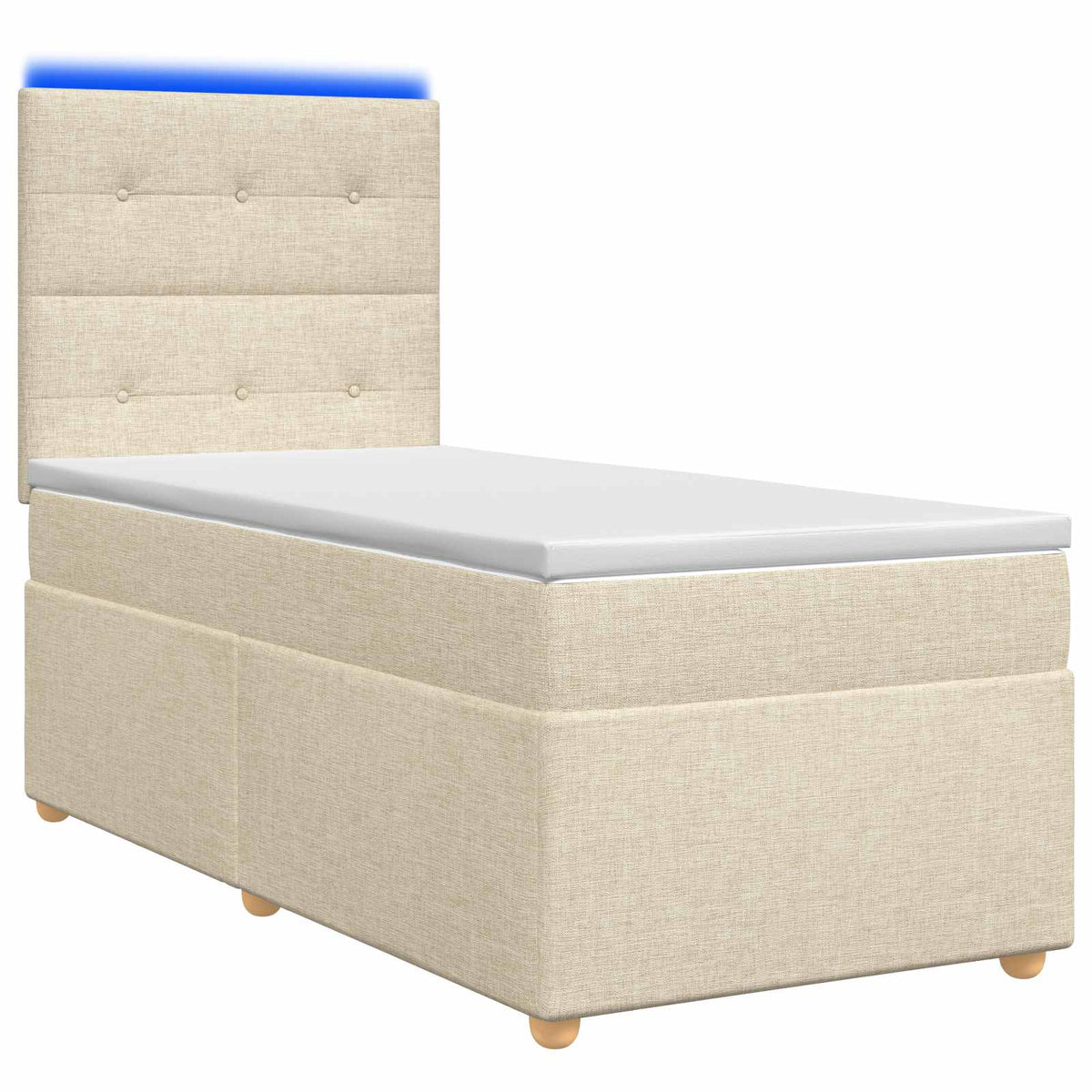 vidaXL Łóżko kontynentalne z materacem kremowy 90 x 200 cm tkanina