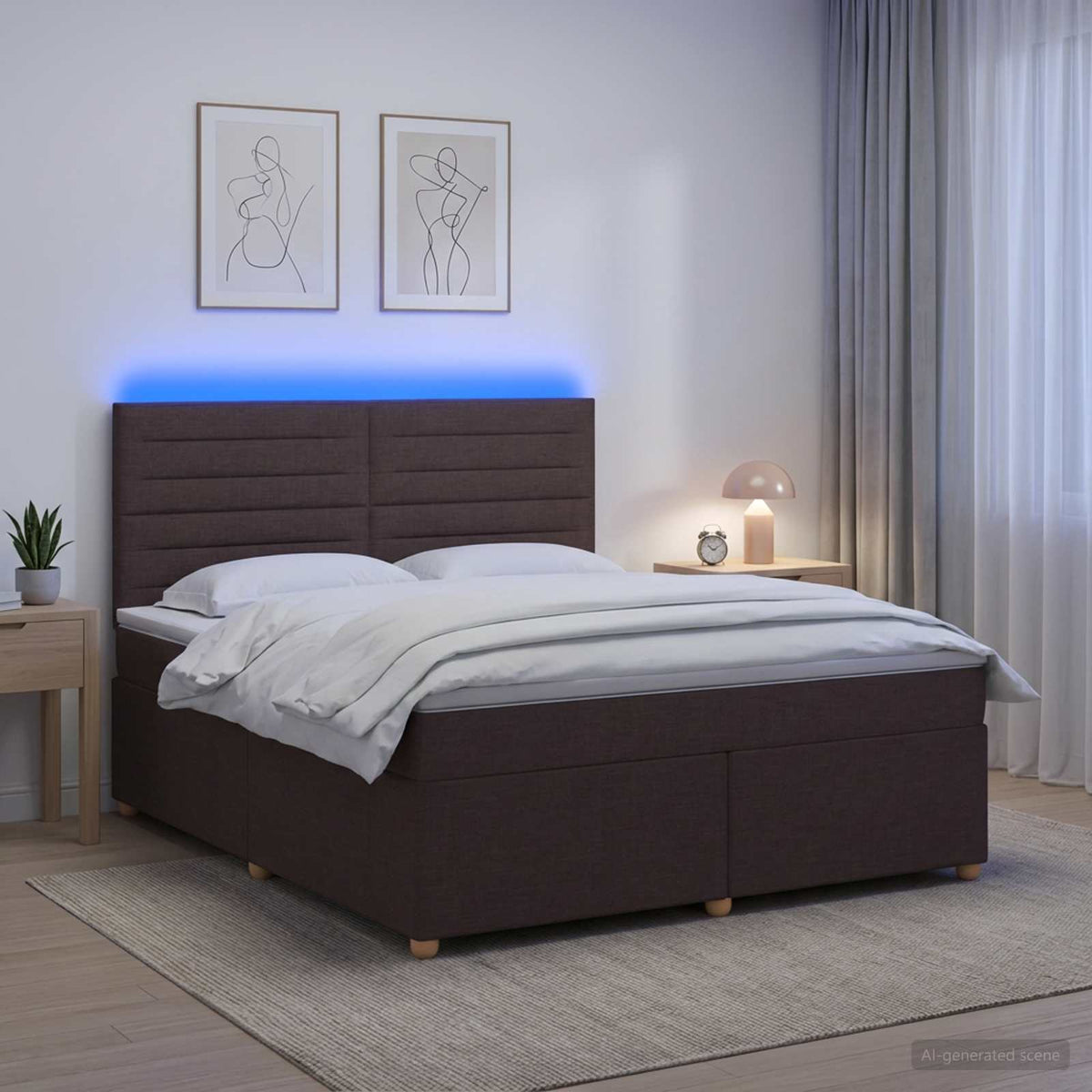 vidaXL Łóżko kontynentalne z materacem Ciemny brąz 160 x 200 cm