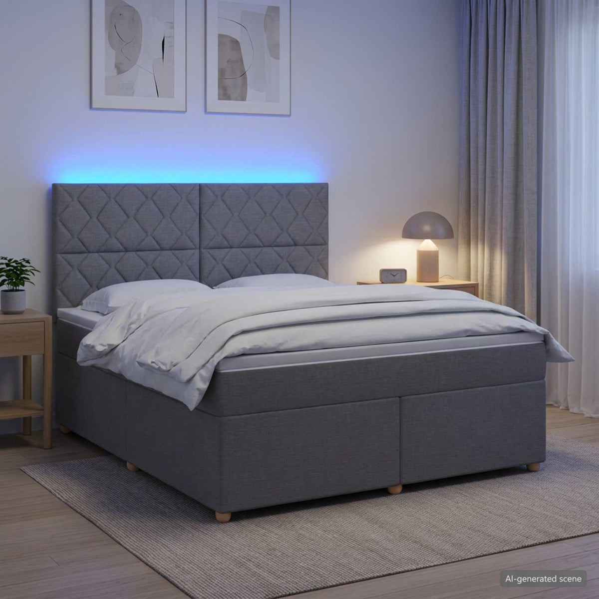 vidaXL Łóżko kontynentalne z materacem jasnoszary 140 x 200 cm tkanina