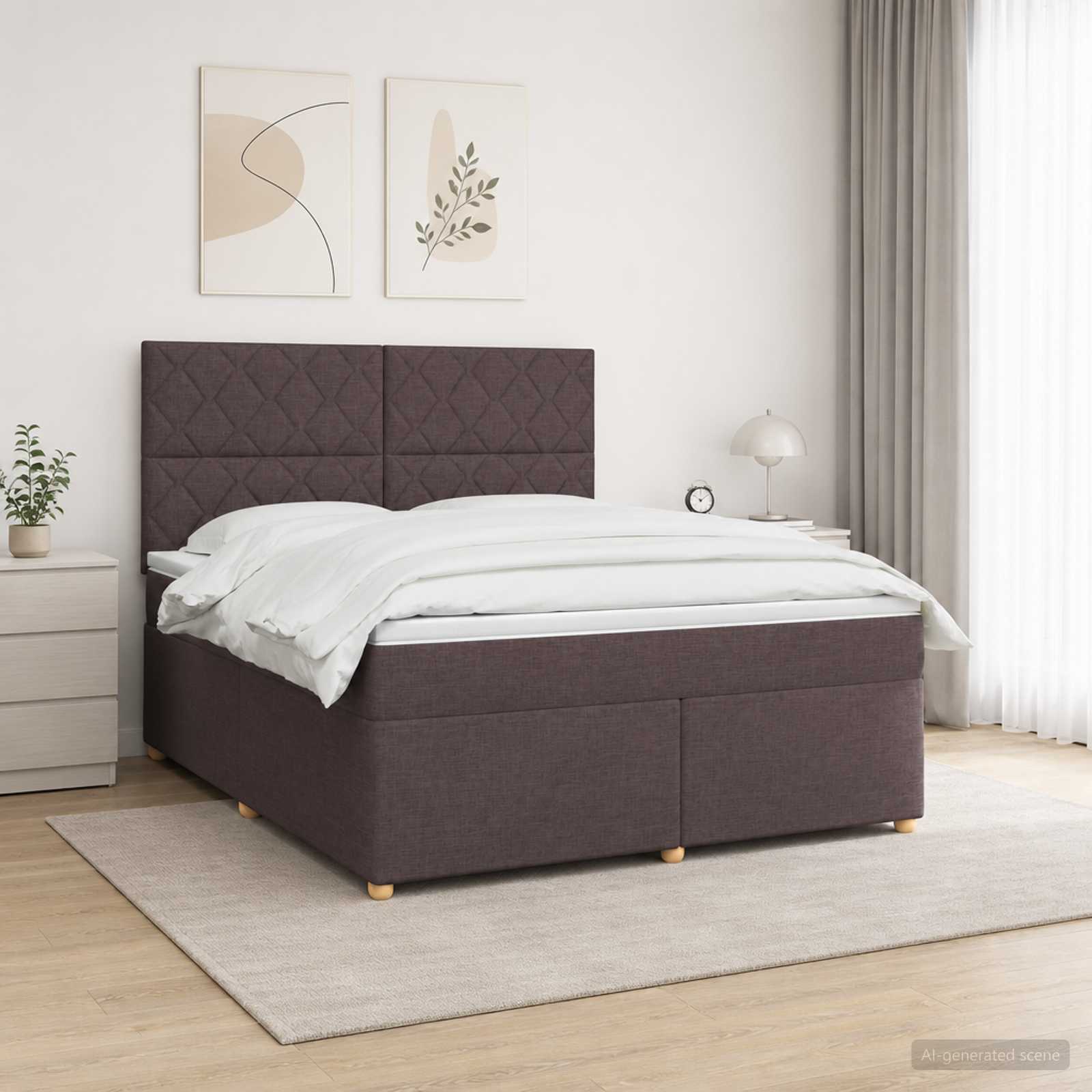 vidaXL Łóżko kontynentalne z materacem Ciemny brąz 160 x 200 cm