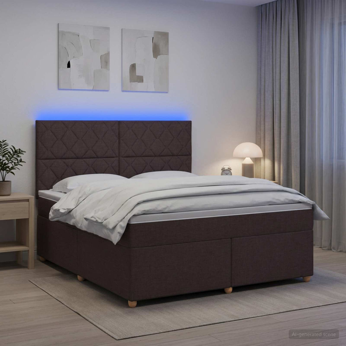 vidaXL Łóżko kontynentalne z materacem Ciemny brąz 160 x 200 cm