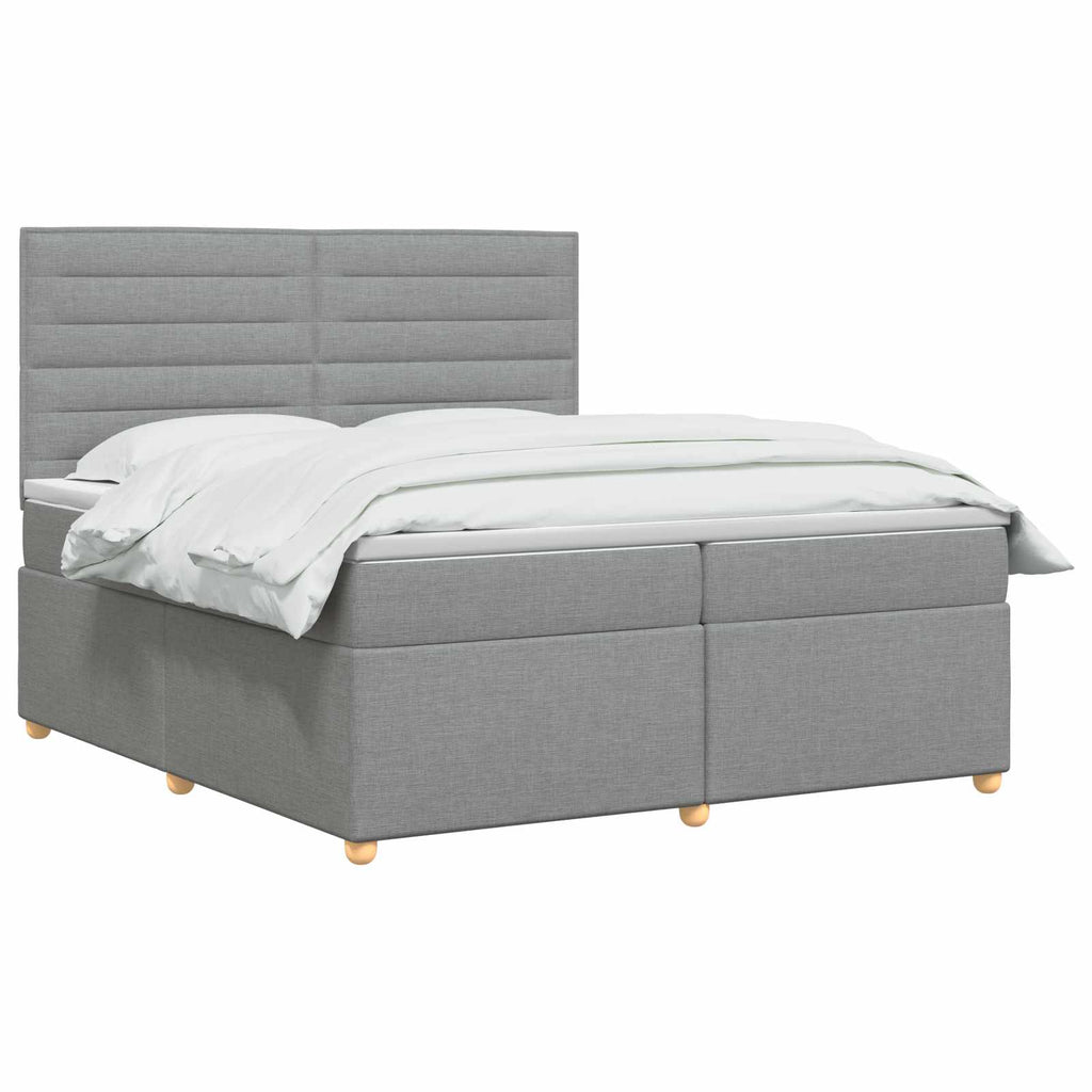 vidaXL Łóżko kontynentalne z materacem jasnoszary 200 x 200 cm tkanina