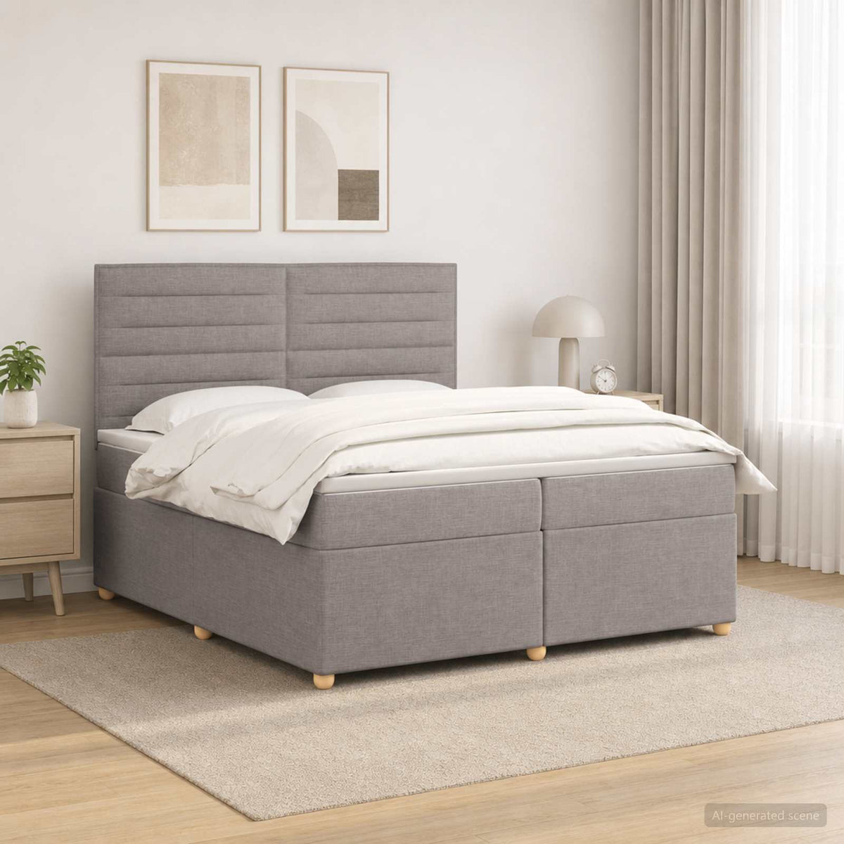 vidaXL Łóżko kontynentalne z materacem Ciemnoszary 200 x 200 cm