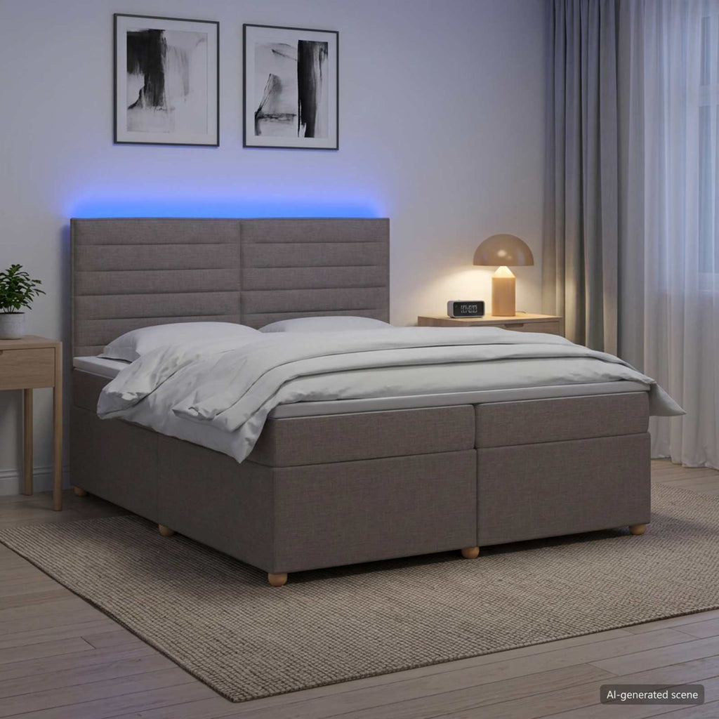 vidaXL Łóżko kontynentalne z materacem Ciemnoszary 200 x 200 cm