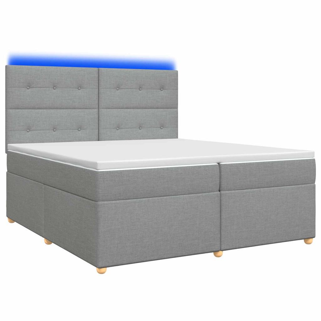 vidaXL Łóżko kontynentalne z materacem jasnoszary 200 x 200 cm tkanina