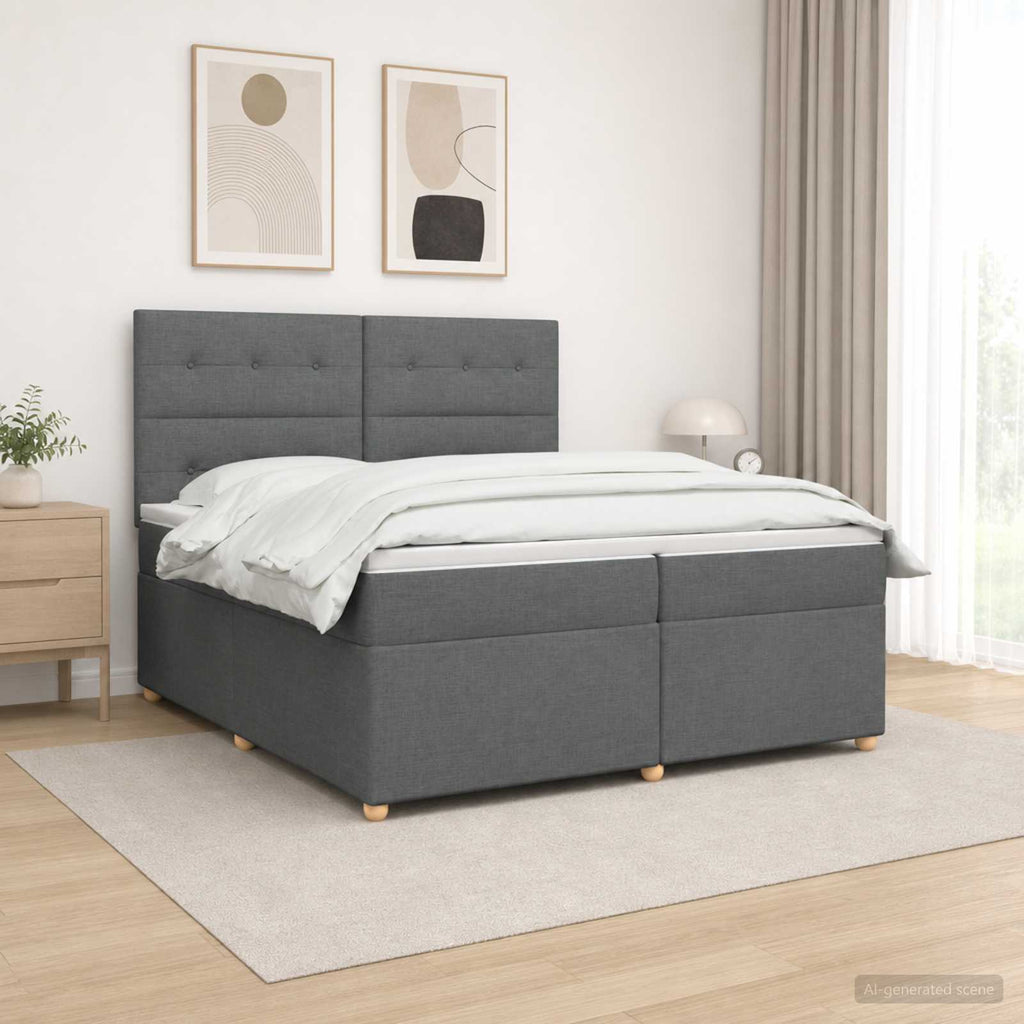 vidaXL Łóżko kontynentalne z materacem ciemnoszary 200 x 200 cm
