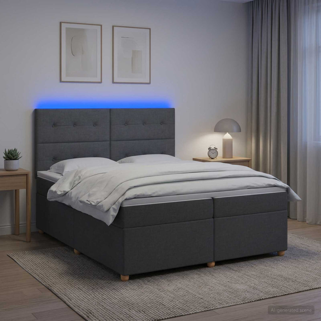 vidaXL Łóżko kontynentalne z materacem ciemnoszary 200 x 200 cm