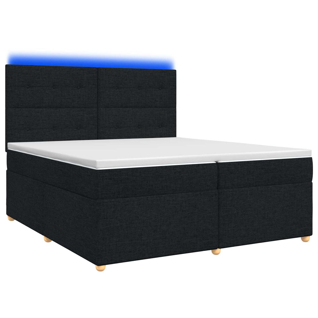 vidaXL Łóżko kontynentalne z materacem Czarny 200 x 200 cm tkanina