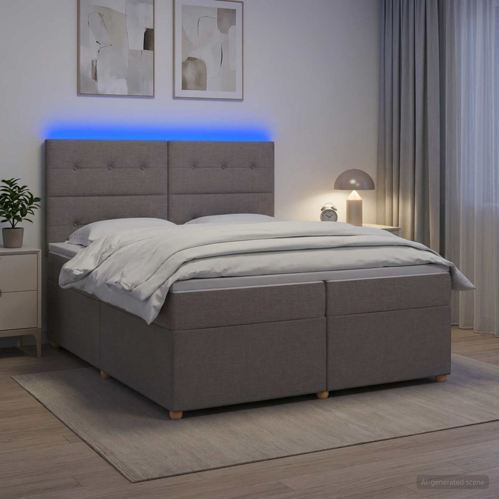 vidaXL Łóżko kontynentalne z materacem Ciemnoszary 200 x 200 cm