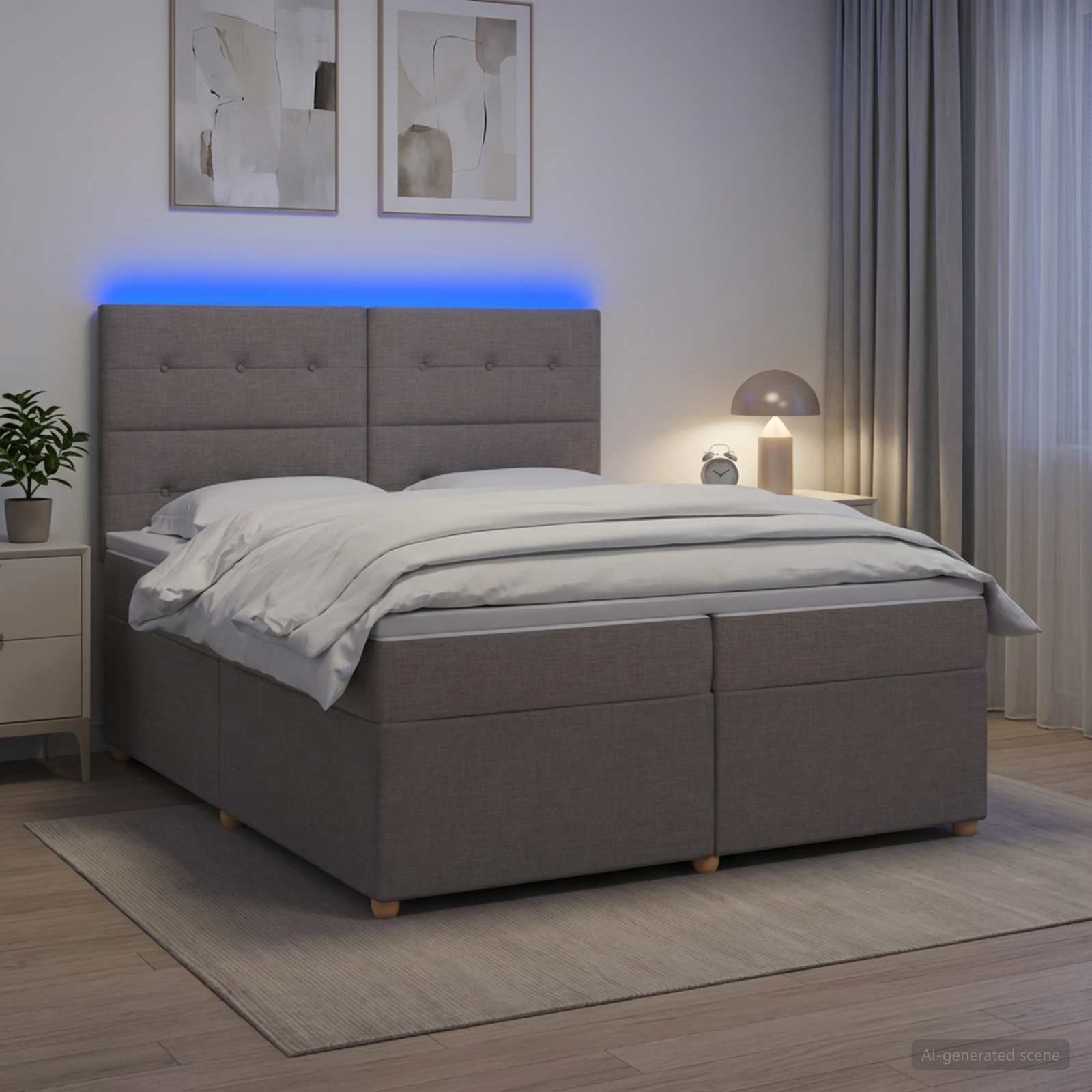 vidaXL Łóżko kontynentalne z materacem Ciemnoszary 200 x 200 cm