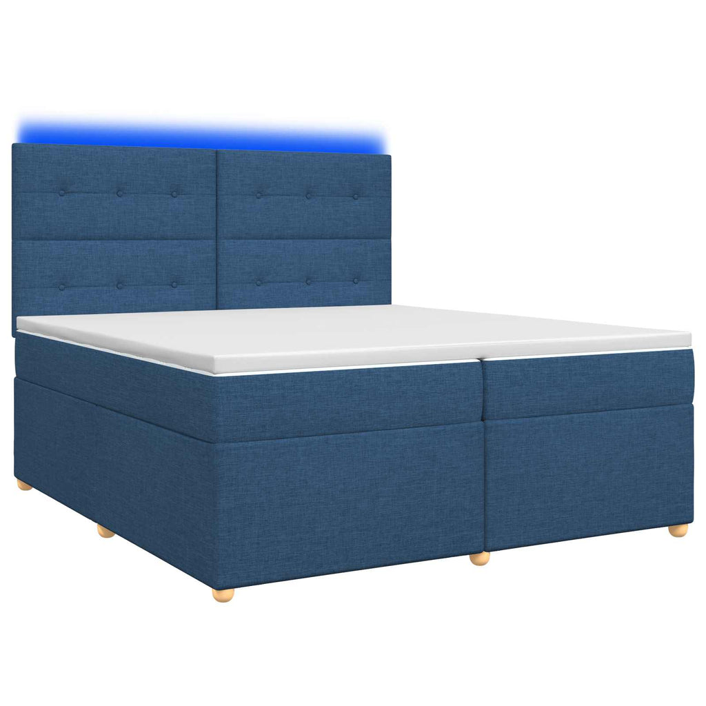 vidaXL Łóżko kontynentalne z materacem niebieski 200 x 200 cm tkanina