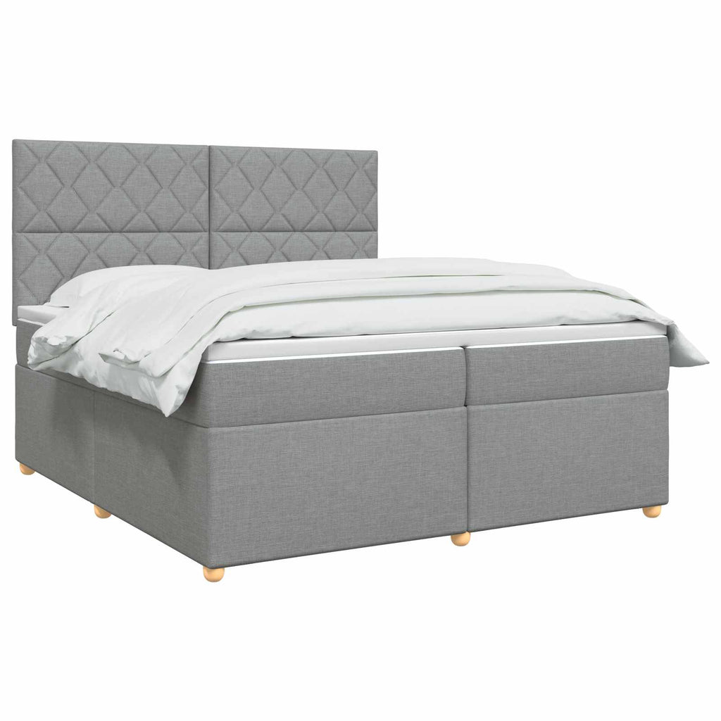 vidaXL Łóżko kontynentalne z materacem jasnoszary 200 x 200 cm tkanina