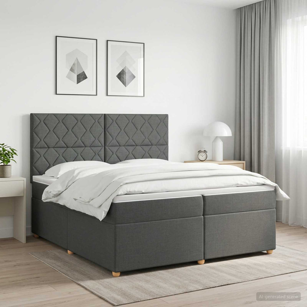 vidaXL Łóżko kontynentalne z materacem ciemnoszary 200 x 200 cm
