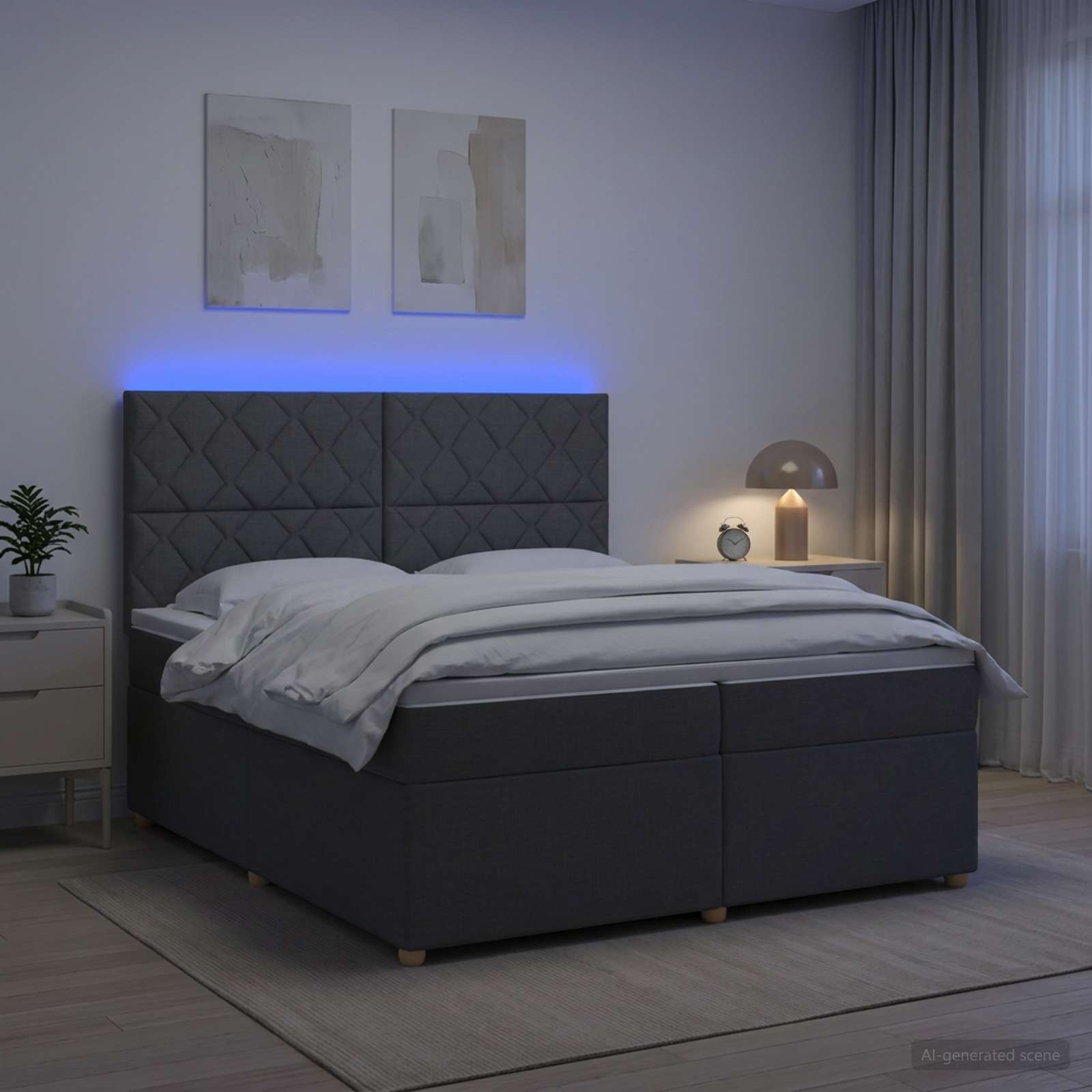 vidaXL Łóżko kontynentalne z materacem ciemnoszary 200 x 200 cm