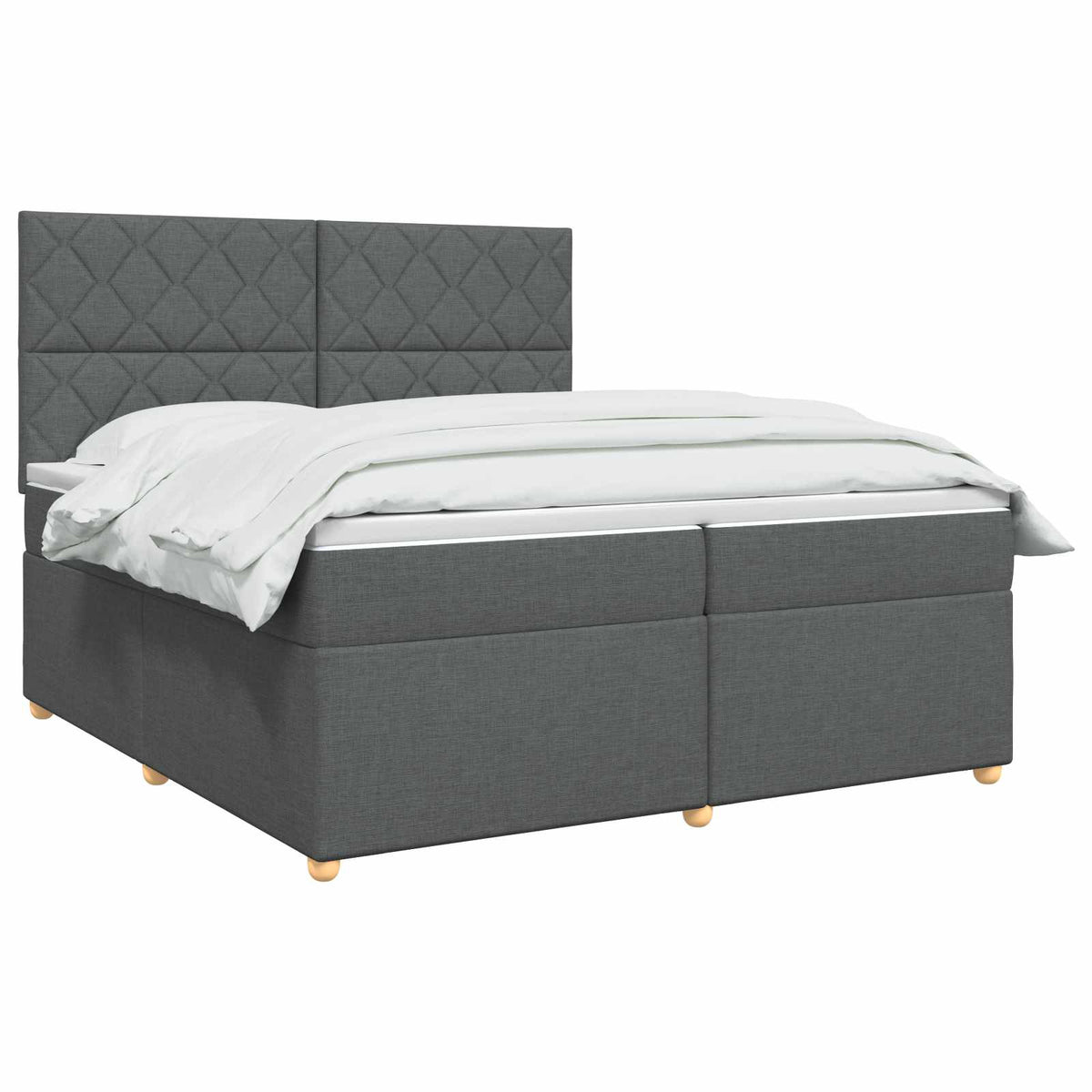 vidaXL Łóżko kontynentalne z materacem ciemnoszary 200 x 200 cm