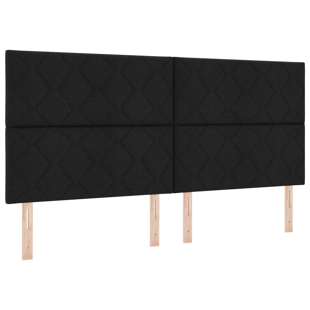 vidaXL Łóżko kontynentalne z materacem Czarny 200 x 200 cm tkanina
