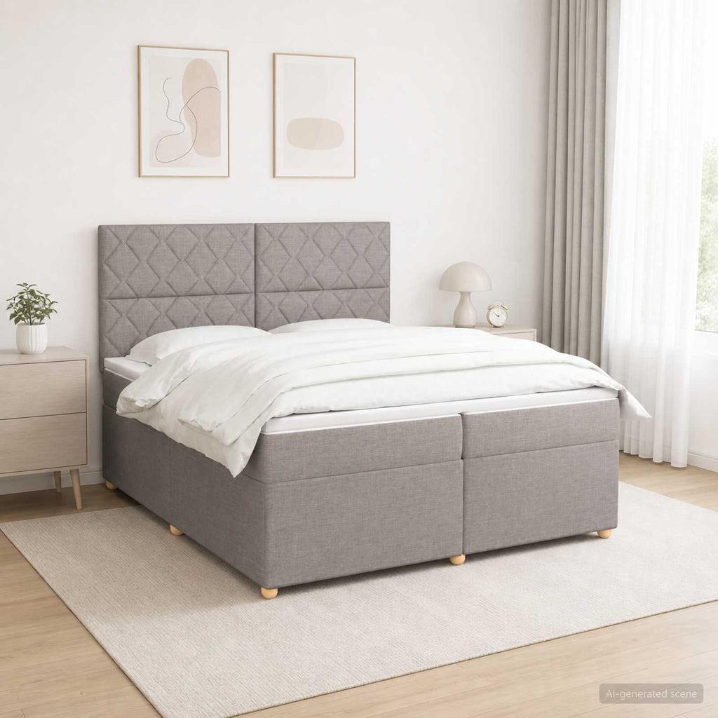 vidaXL Łóżko kontynentalne z materacem Ciemnoszary 200 x 200 cm