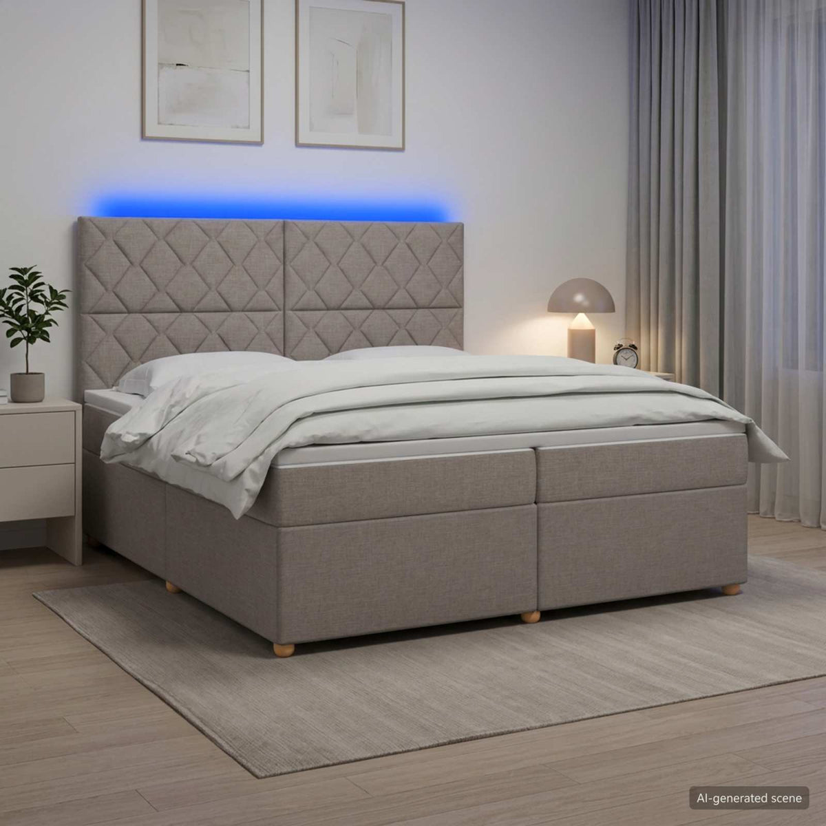 vidaXL Łóżko kontynentalne z materacem Ciemnoszary 200 x 200 cm