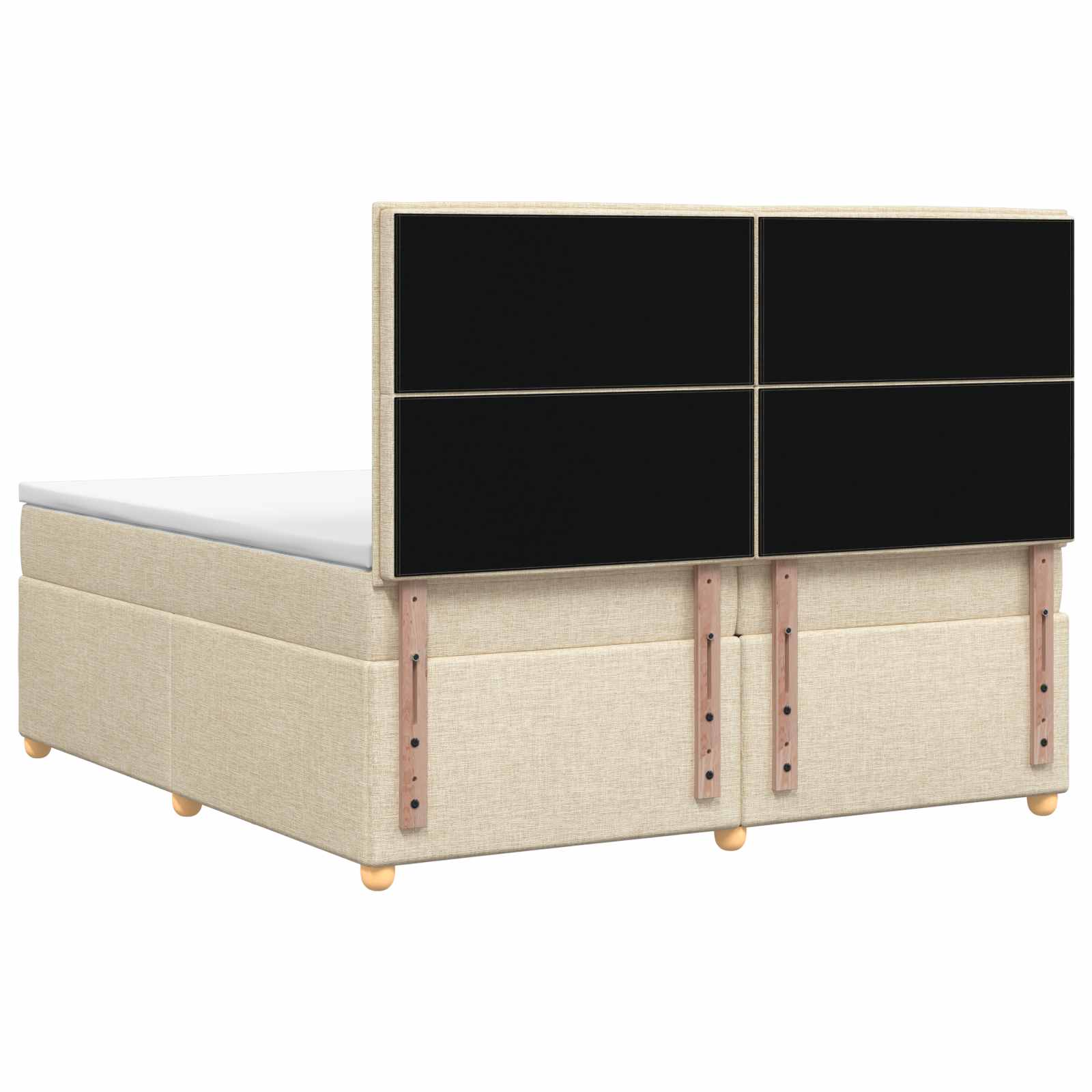vidaXL Łóżko kontynentalne z materacem kremowy 200 x 200 cm tkanina