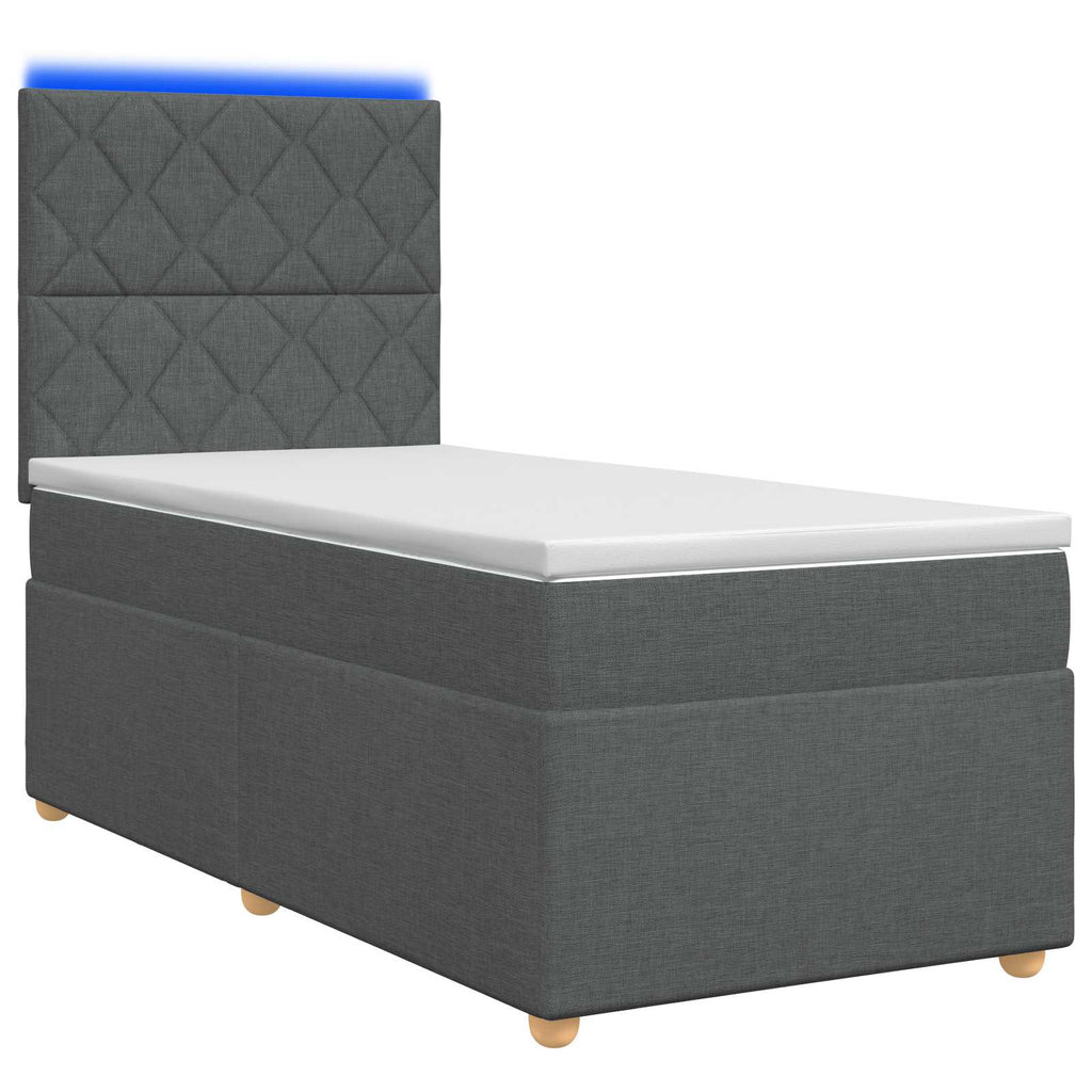 vidaXL Łóżko z box spring LED z materacem ciemnoszary 90 x 190 cm