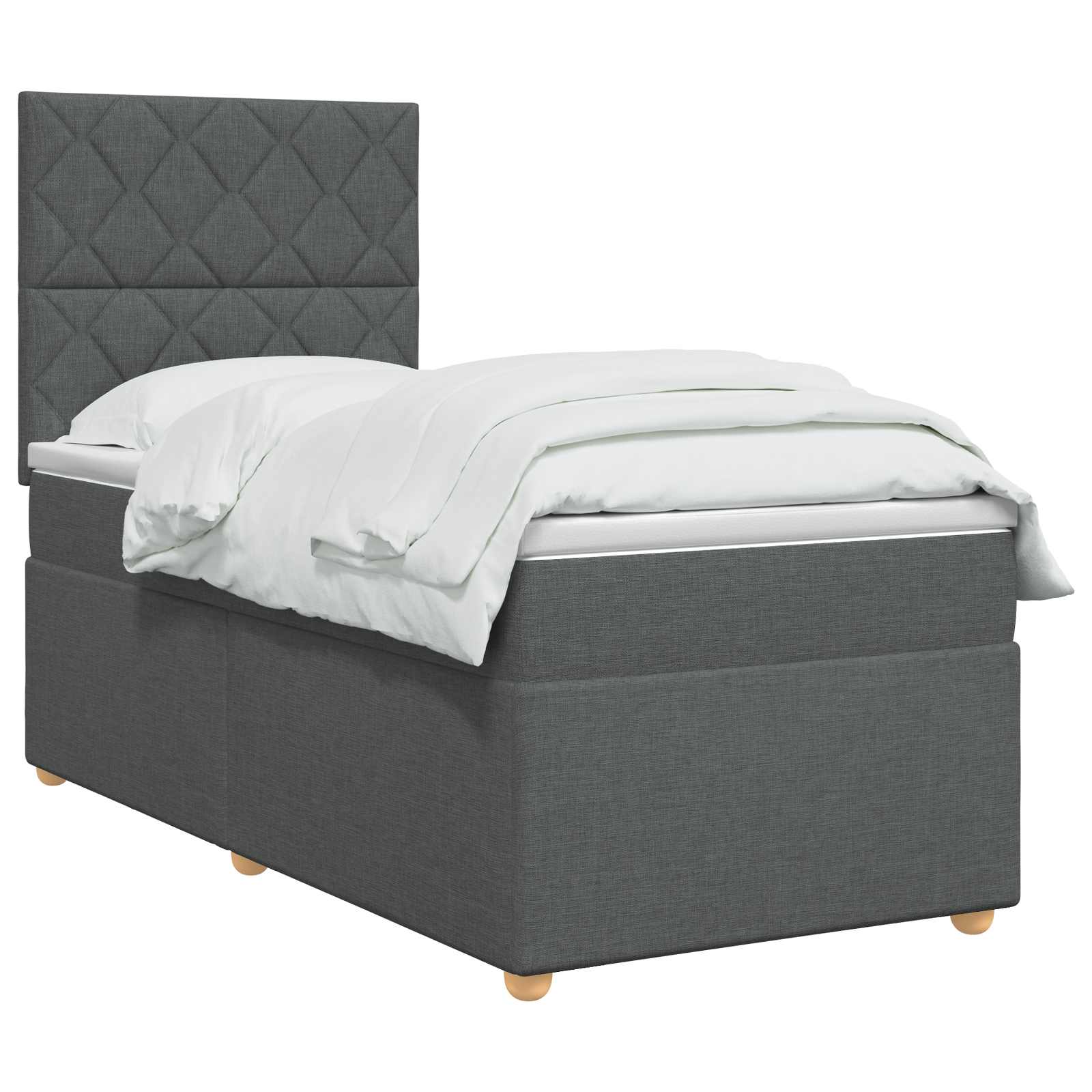 vidaXL Łóżko z box spring LED z materacem ciemnoszary 90 x 190 cm