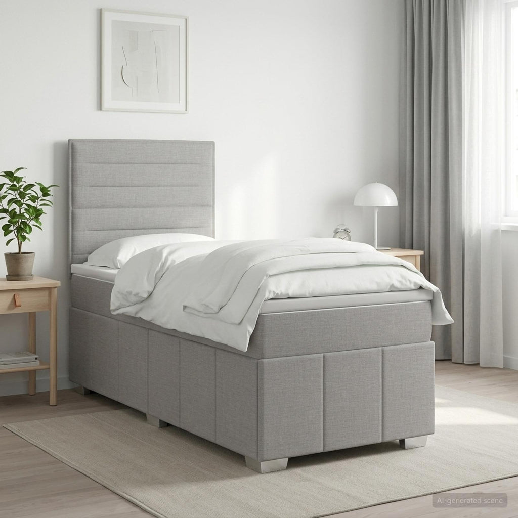 vidaXL Łóżko z box spring LED z materacem jasnoszary 80 x 200 cm