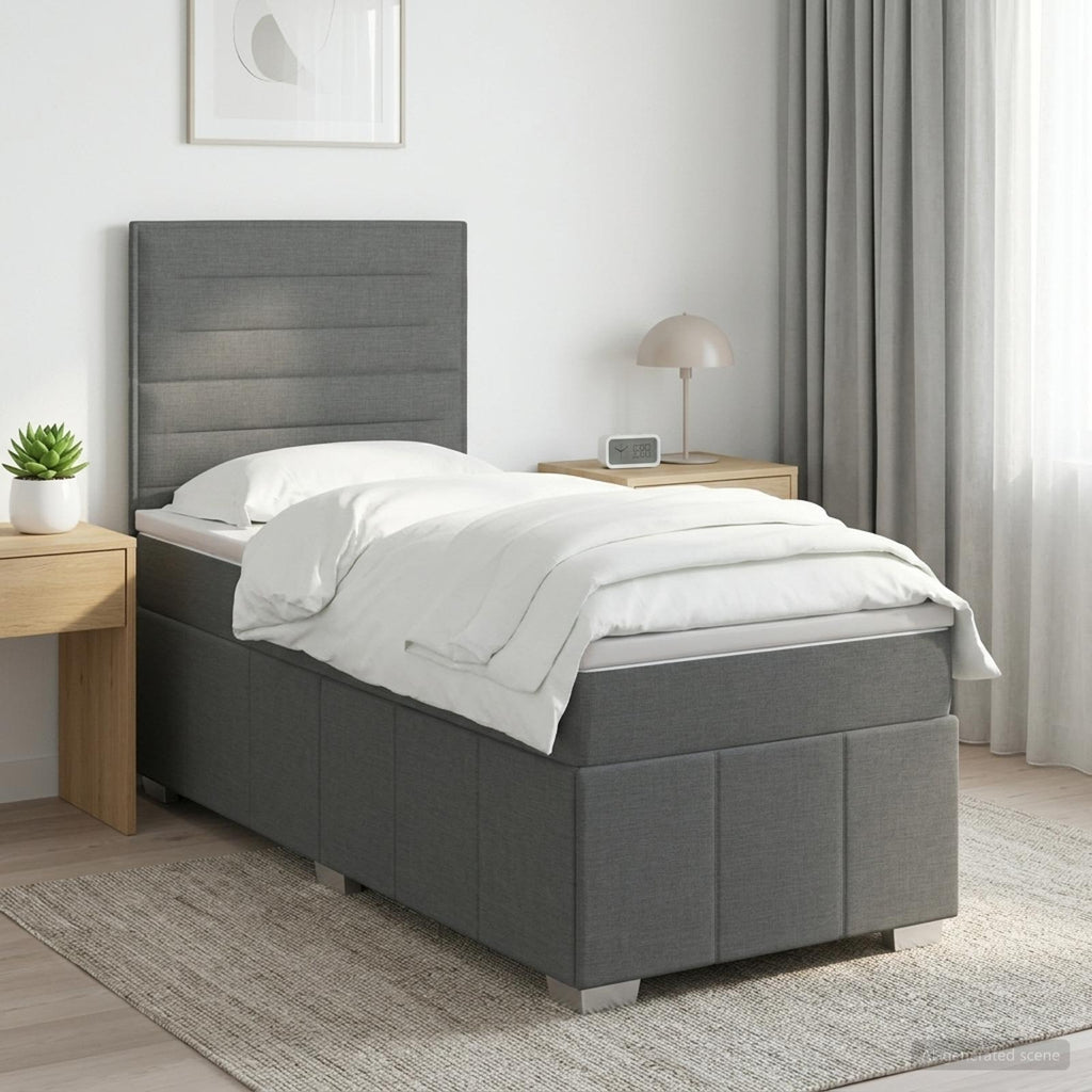 vidaXL Łóżko z box spring LED z materacem ciemnoszary 90 x 190 cm