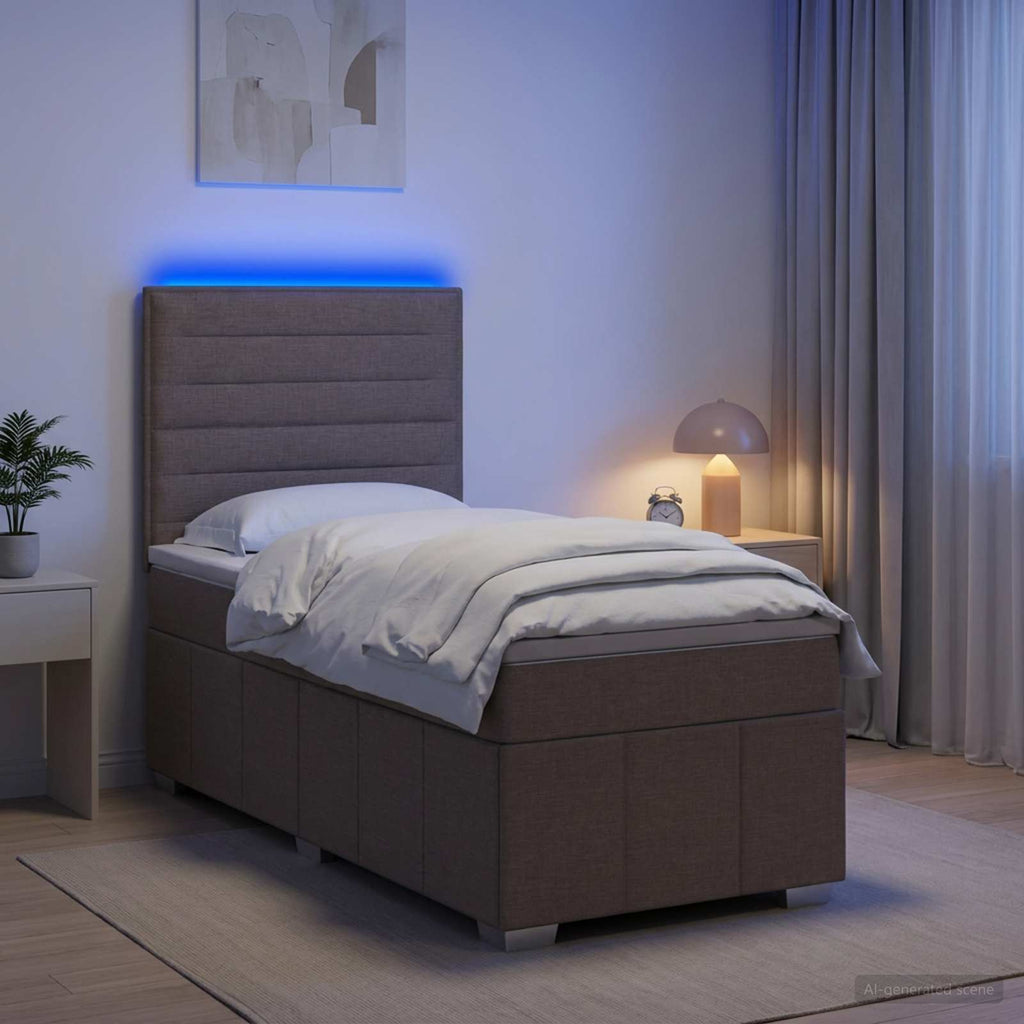 vidaXL Łóżko z box spring LED z materacem Ciemnoszary 100 x 200 cm