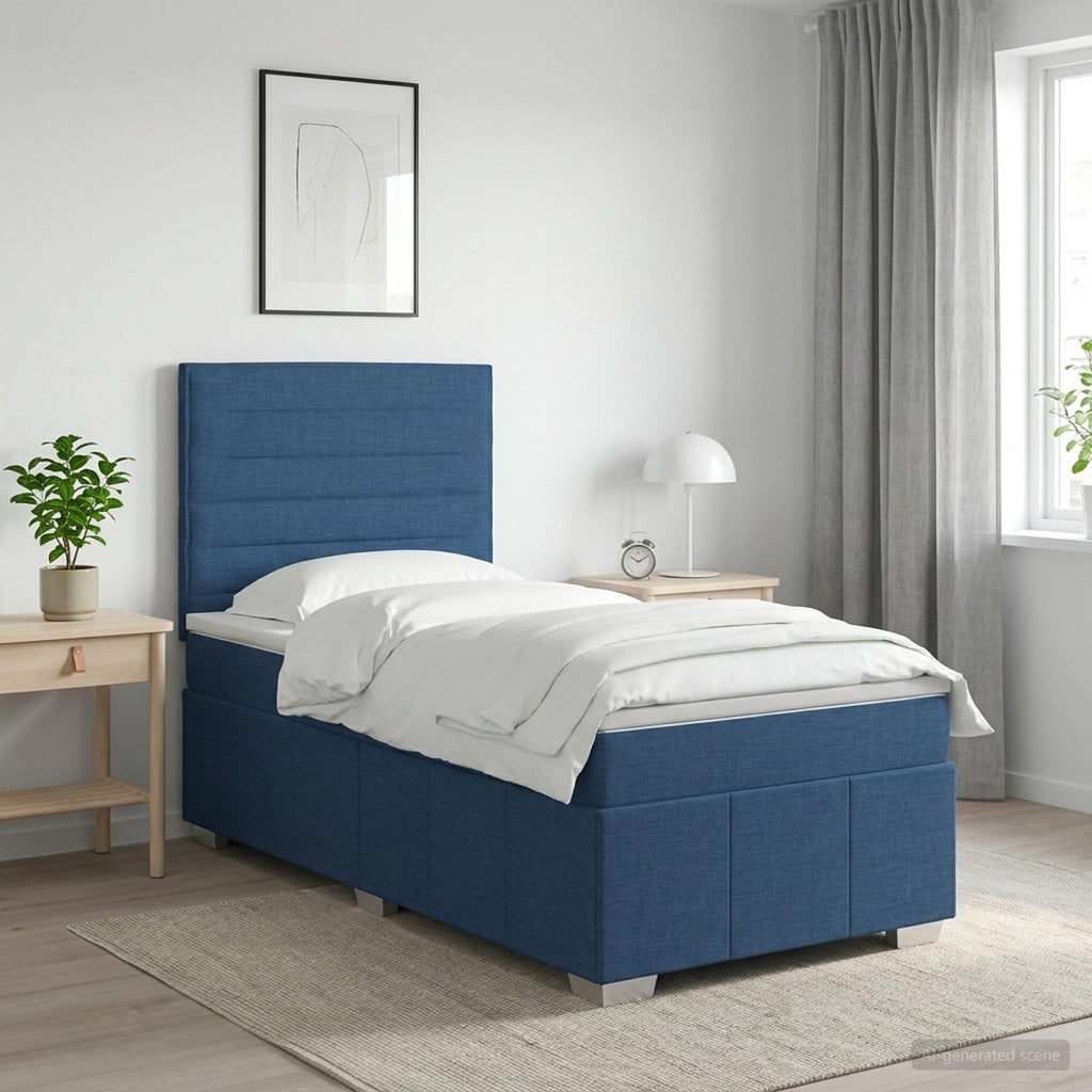 vidaXL Łóżko z box spring LED z materacem niebieski 100 x 200 cm