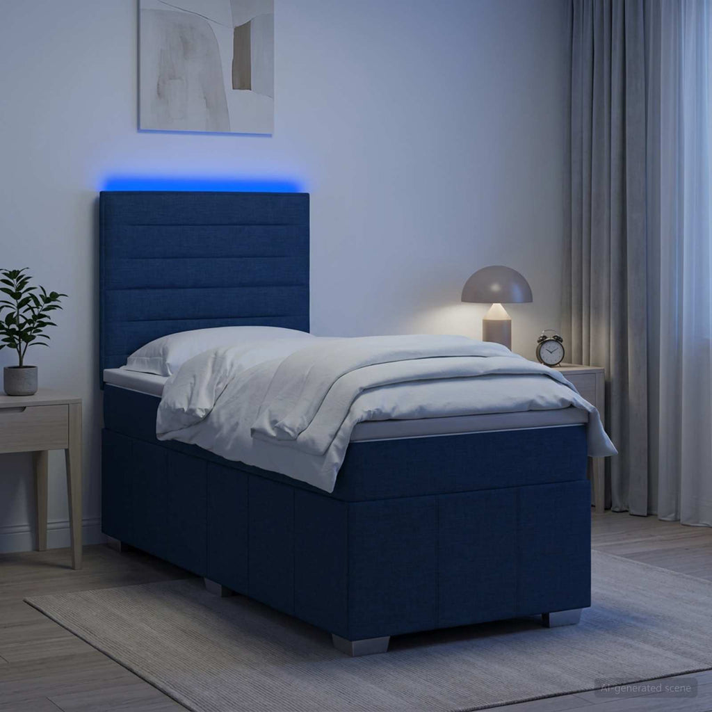 vidaXL Łóżko z box spring LED z materacem niebieski 100 x 200 cm