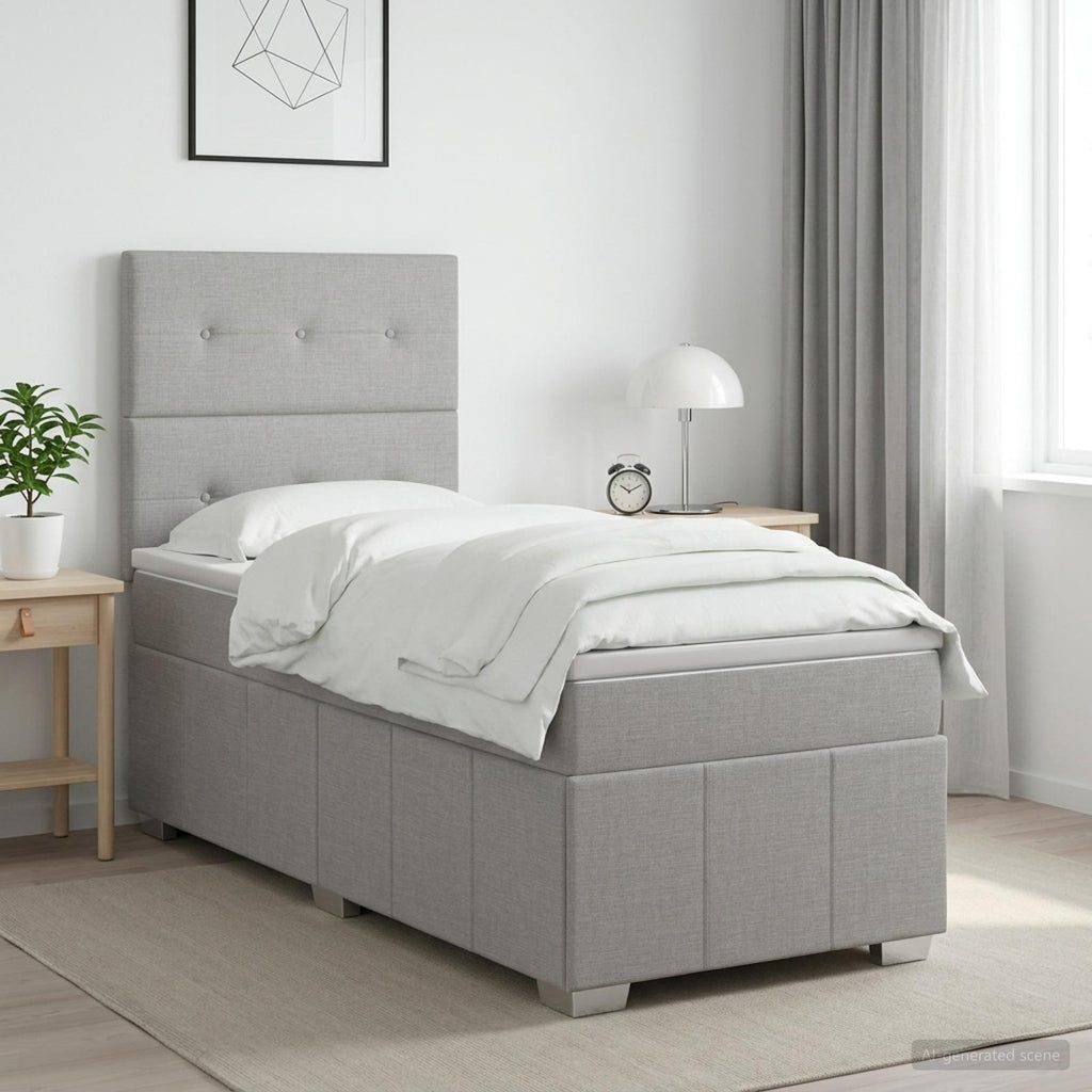 vidaXL Łóżko z box spring LED z materacem jasnoszary 100 x 200 cm