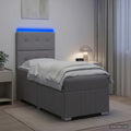 vidaXL Łóżko z box spring LED z materacem jasnoszary 100 x 200 cm