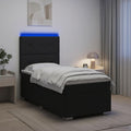 vidaXL Łóżko z box spring LED z materacem Czarny 100 x 200 cm tkanina