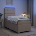 vidaXL Łóżko z box spring LED z materacem kremowy 80 x 200 cm tkanina