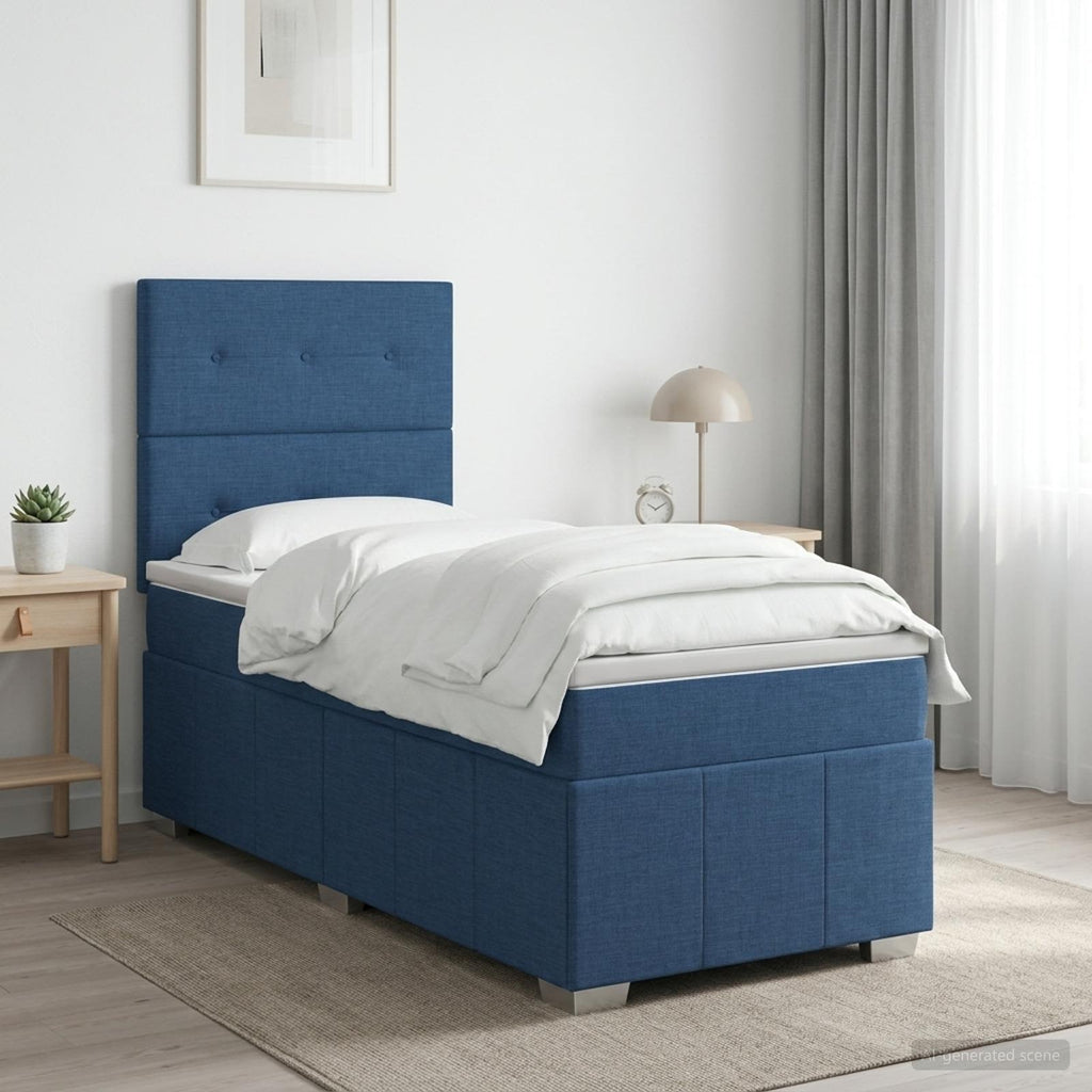 vidaXL Łóżko z box spring LED z materacem niebieski 90 x 200 cm