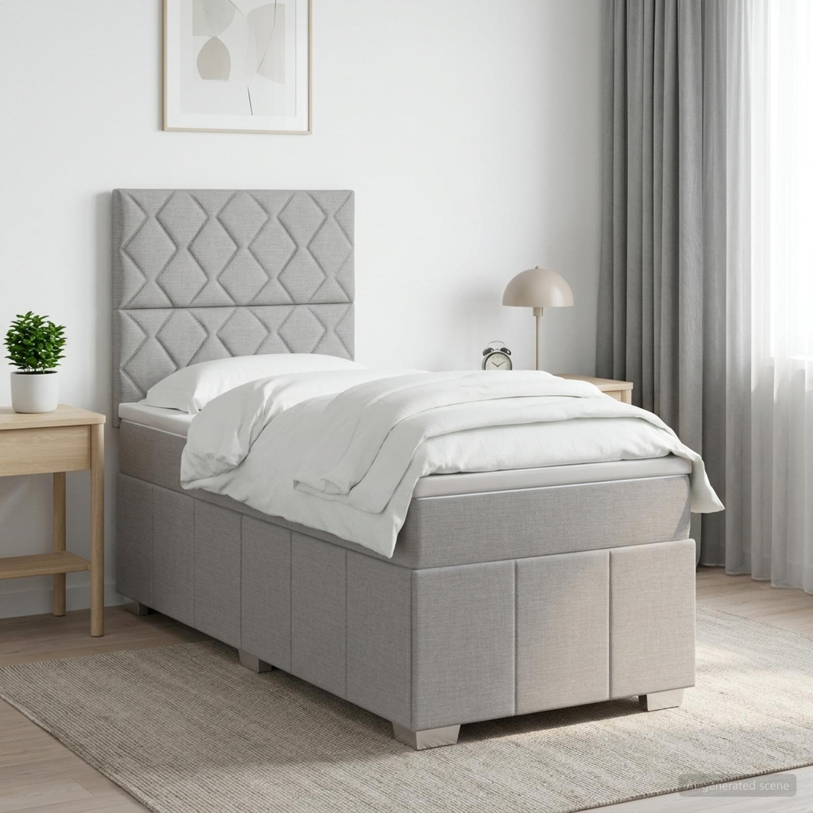 vidaXL Łóżko z box spring LED z materacem jasnoszary 90 x 200 cm
