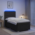 vidaXL Łóżko z box spring LED z materacem Czarny 90 x 200 cm tkanina