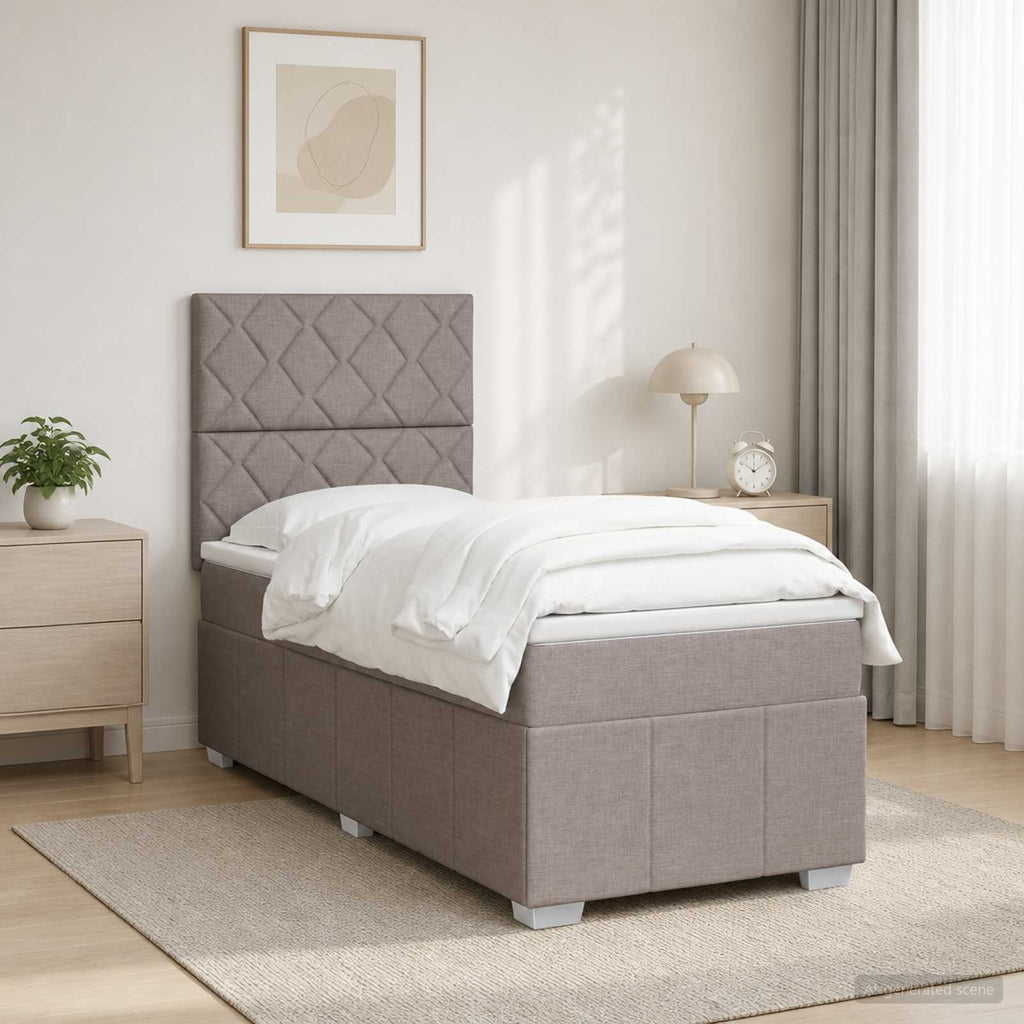 vidaXL Łóżko z box spring LED z materacem Ciemnoszary 90 x 200 cm