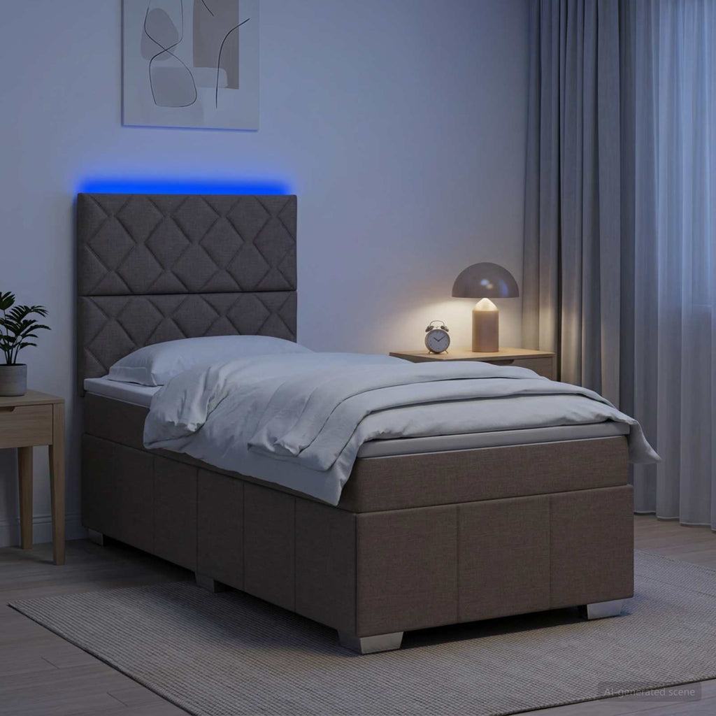 vidaXL Łóżko z box spring LED z materacem Ciemnoszary 100 x 200 cm