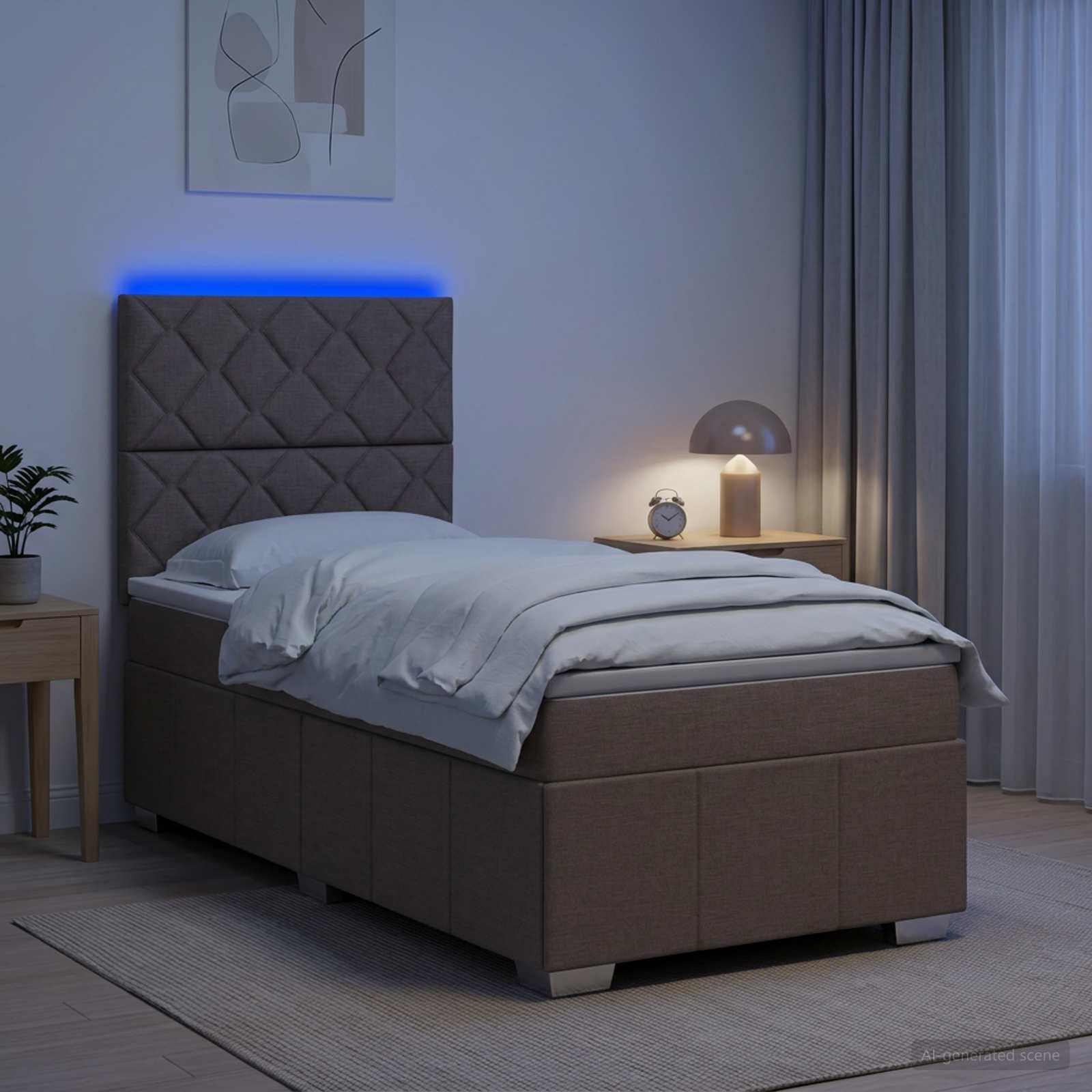 vidaXL Łóżko z box spring LED z materacem Ciemnoszary 100 x 200 cm