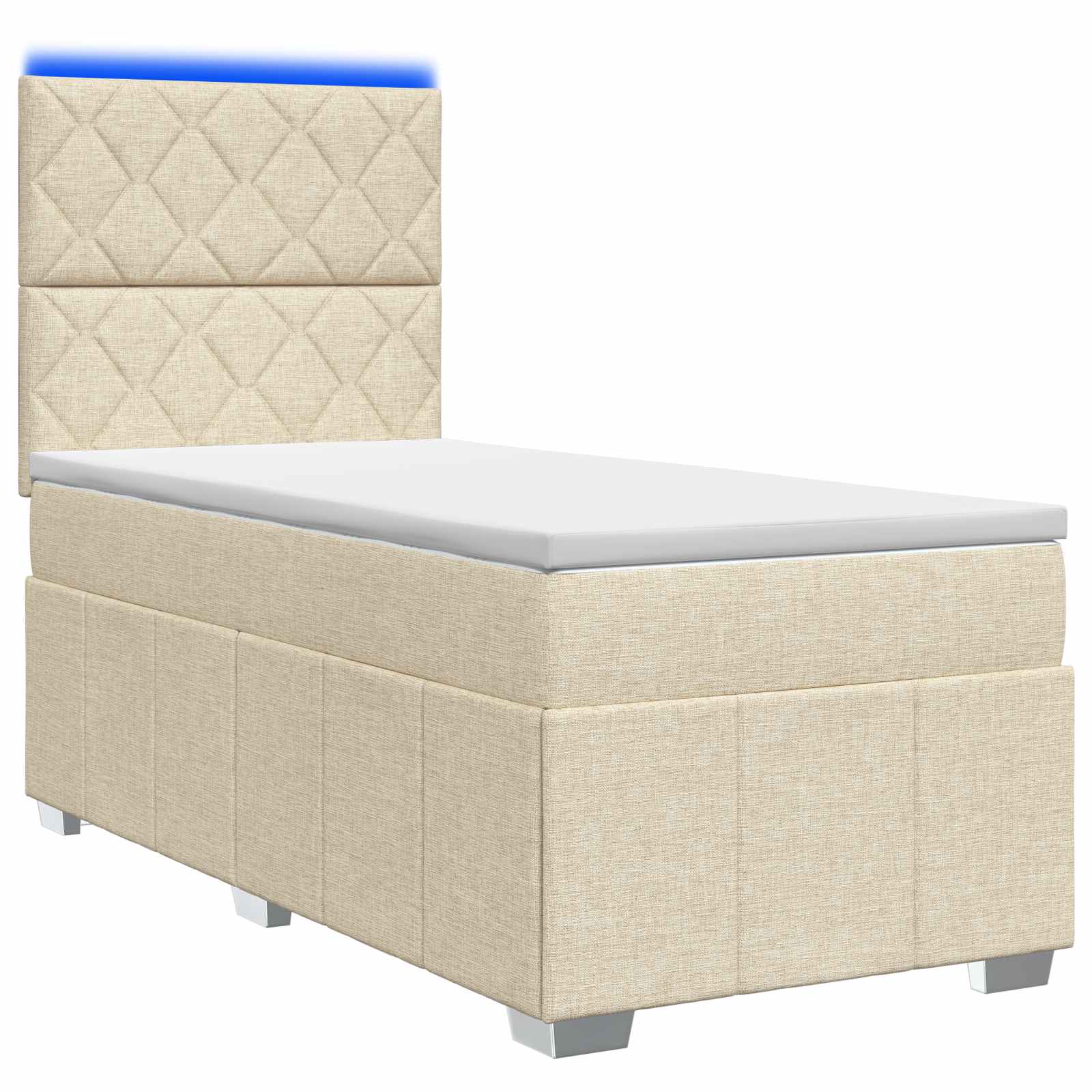 vidaXL Łóżko z box spring LED z materacem kremowy 80 x 200 cm tkanina