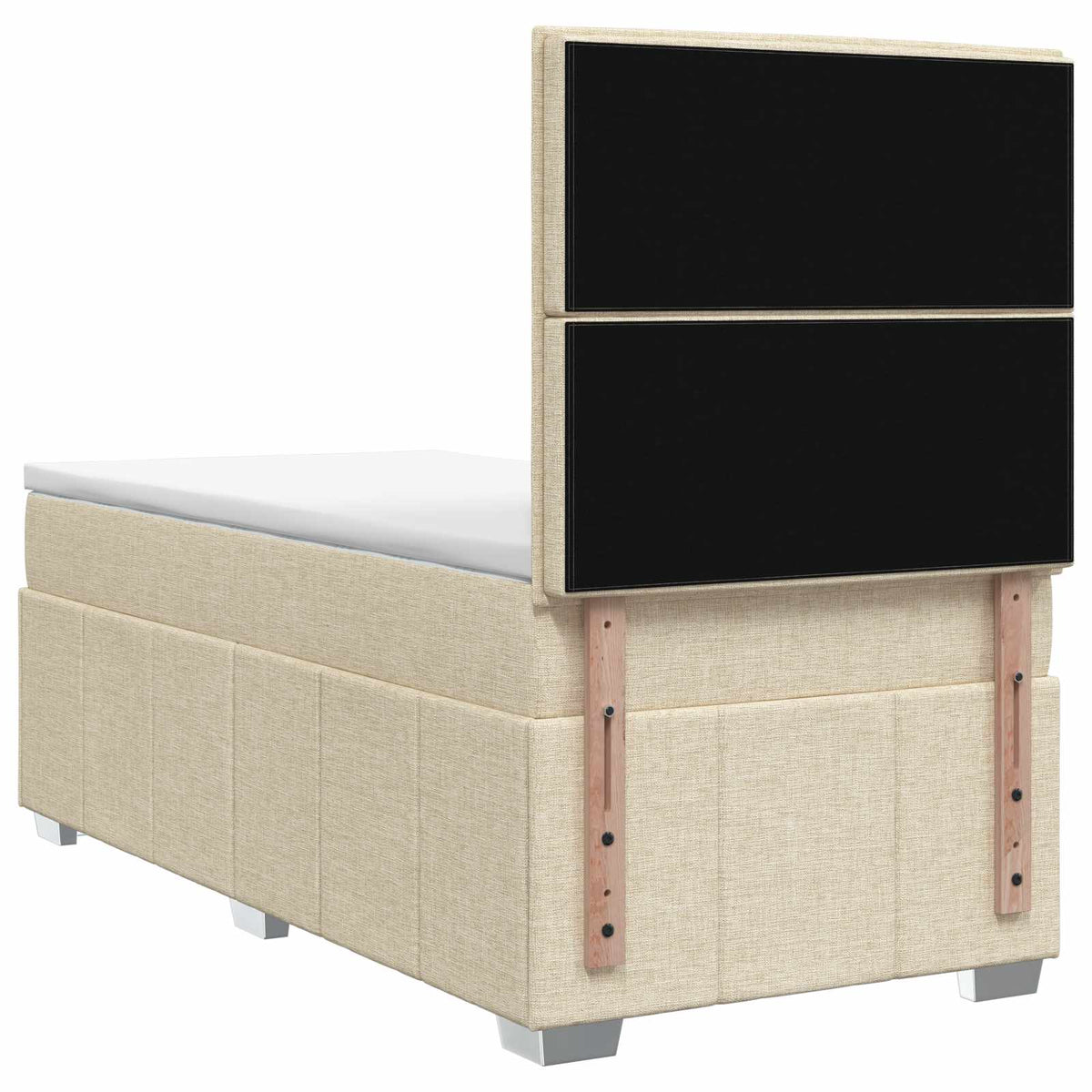 vidaXL Łóżko z box spring LED z materacem kremowy 80 x 200 cm tkanina