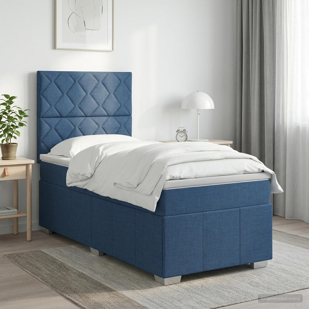 vidaXL Łóżko z box spring LED z materacem niebieski 90 x 200 cm