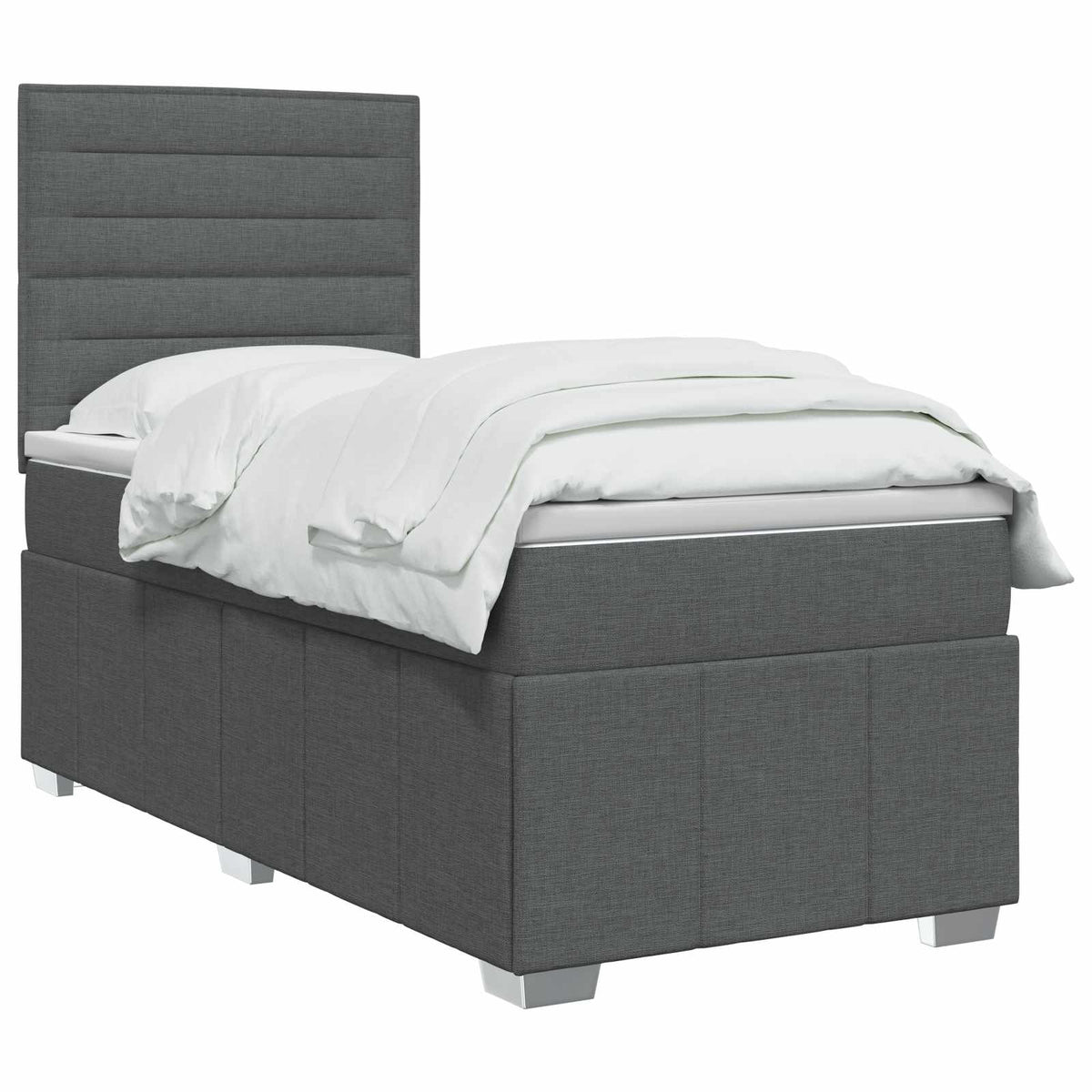 vidaXL Łóżko z box spring LED z materacem ciemnoszary 90 x 190 cm
