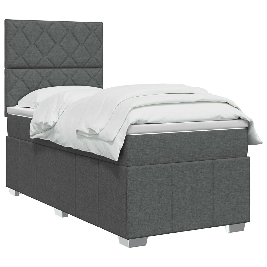 vidaXL Łóżko z box spring LED z materacem ciemnoszary 90 x 190 cm