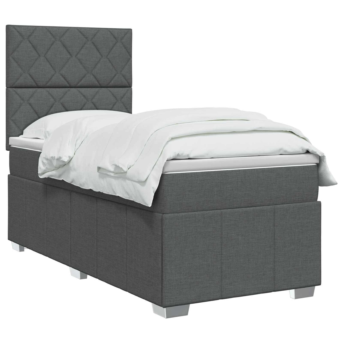 vidaXL Łóżko z box spring LED z materacem ciemnoszary 90 x 190 cm