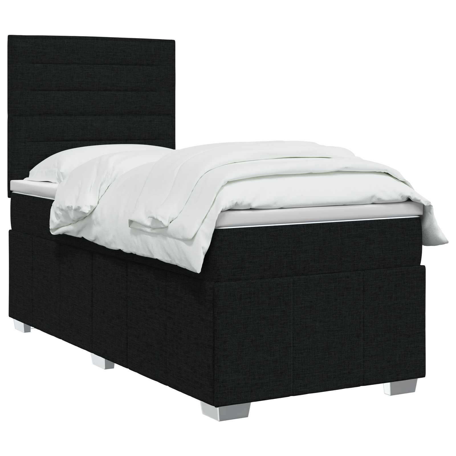 vidaXL Łóżko z box spring LED z materacem Czarny 90 x 200 cm tkanina