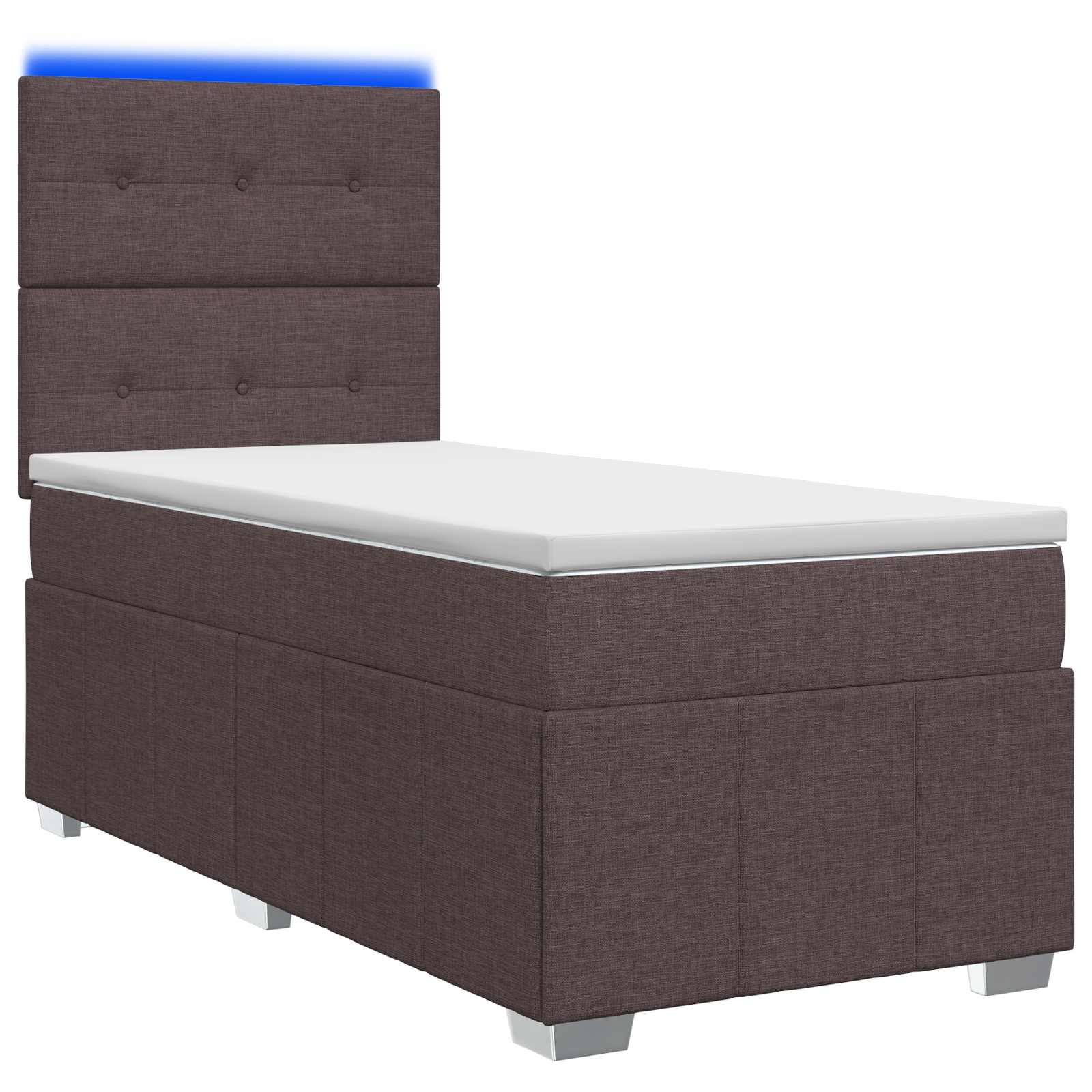 vidaXL Łóżko z box spring LED z materacem Ciemny brąz 90 x 200 cm