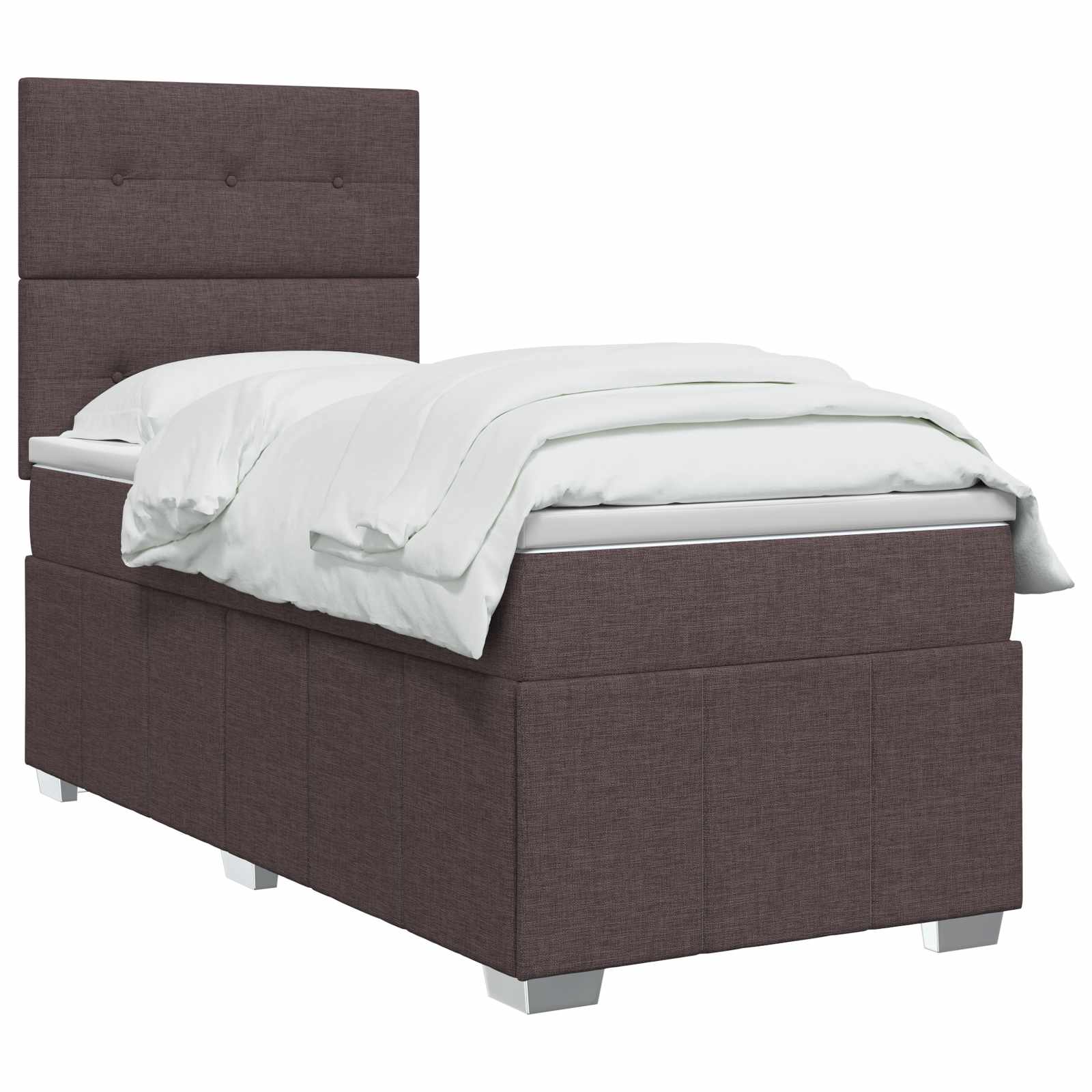vidaXL Łóżko z box spring LED z materacem Ciemny brąz 90 x 200 cm