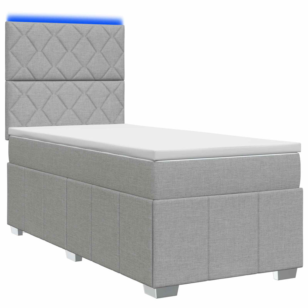 vidaXL Łóżko z box spring LED z materacem jasnoszary 90 x 200 cm